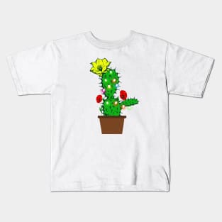 Christmas Cactus with lights between flowers Kids T-Shirt